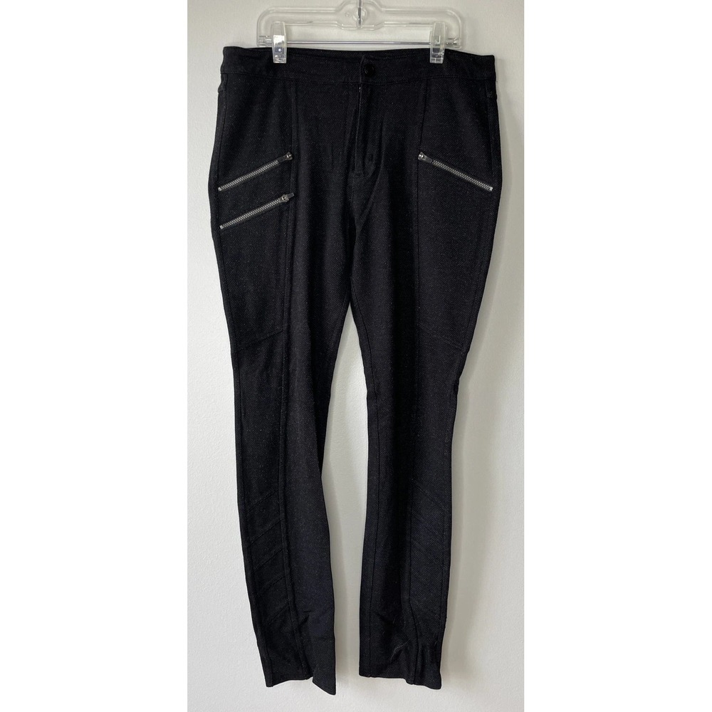 Athleta Moto Pant Women 6 Black Zip Pocket Skinny Biker Athleisure Edgy Gorpcore